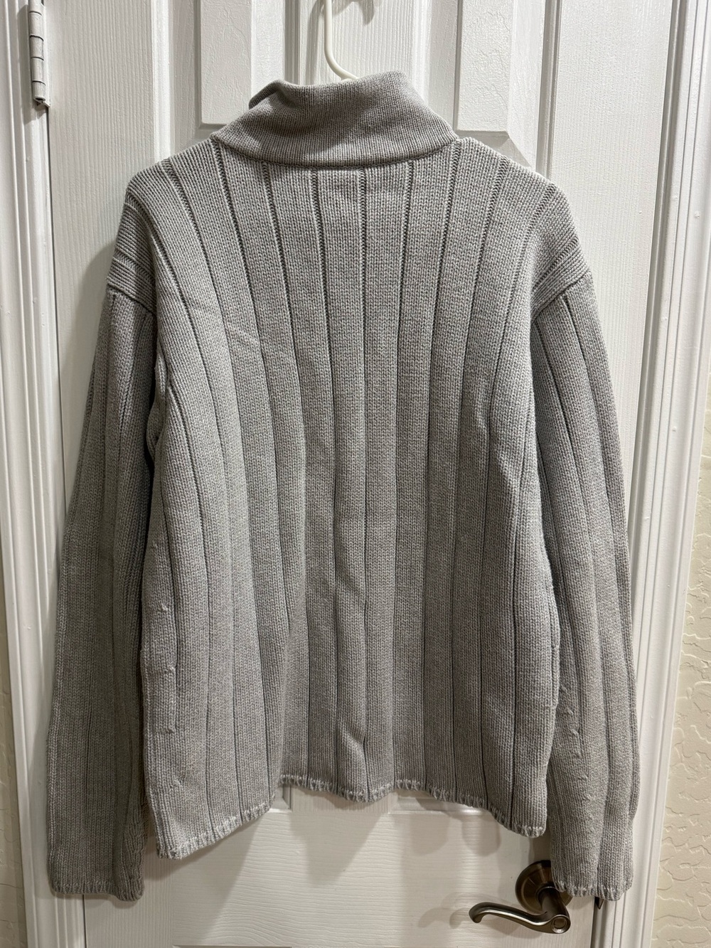 Polo Jeans Co Ralph Lauren Grey Ribbed 1/4 Zip Knit Cotton Sweater Mens Sz L - Picture 4 of 6